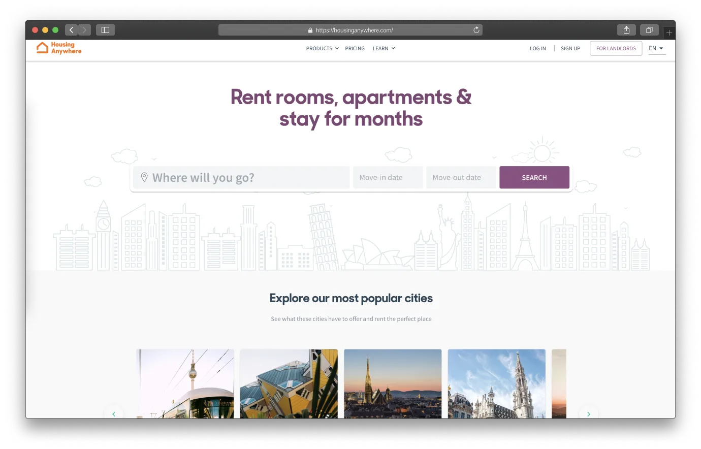 housinganywhere 網站頁面